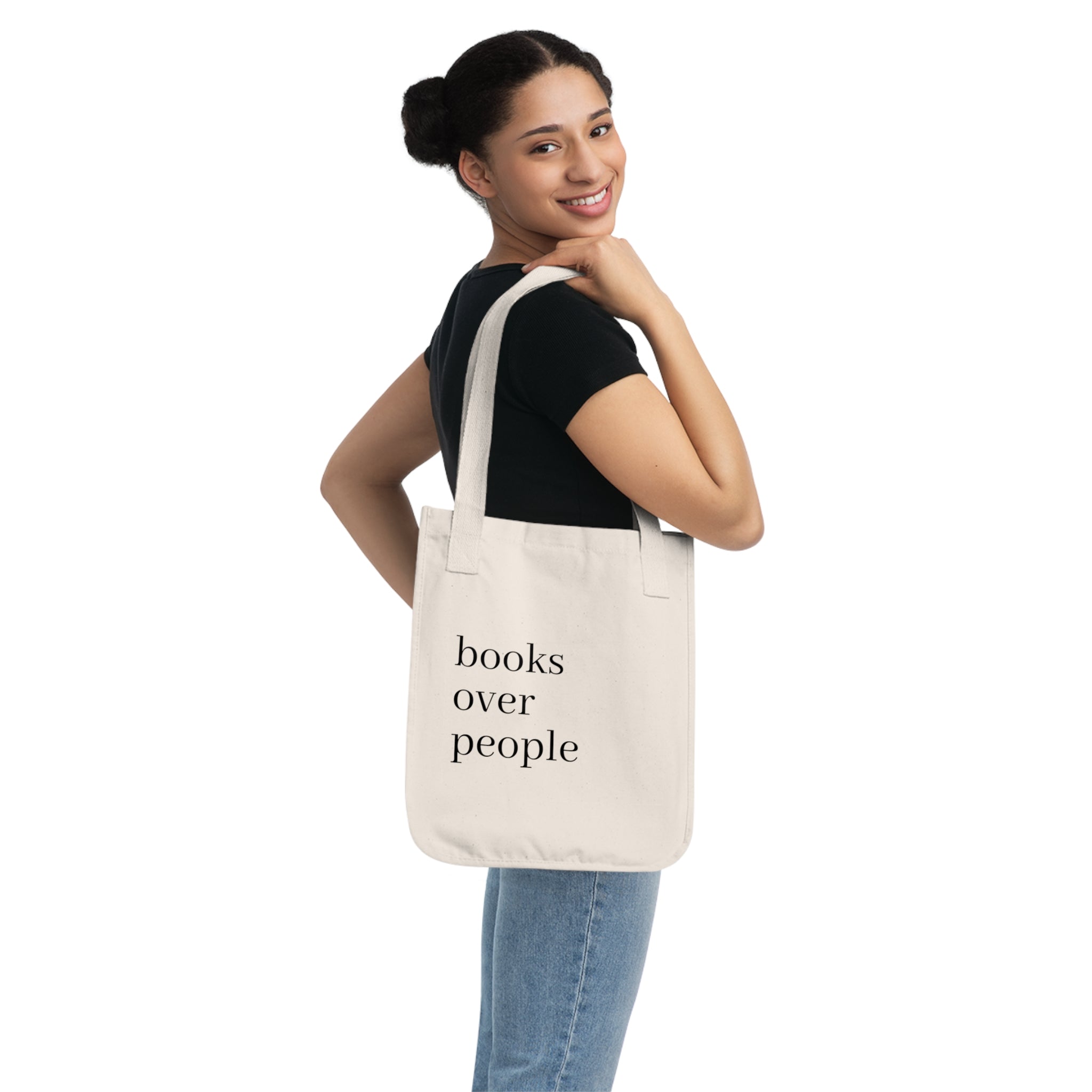 Books Over People Canvas Tote — Minimalist Book Lover Tote Bag